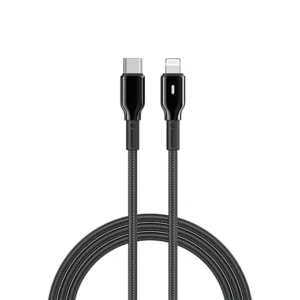 WiWU WI-C076 DuraLink 27W Series Nylon Braided Type-C to Lightning Cable 1m - Black