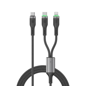 WiWU WI-C072 OringLink 100W Series Nylon Braided Type-C to Type-C and Lightning Cable 1.2m - Black