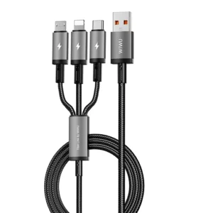 WiWU Wi-C059 Cyber Link 66W USB-A to Type-C, Lightning and Micro Charging Cable - Tarnish